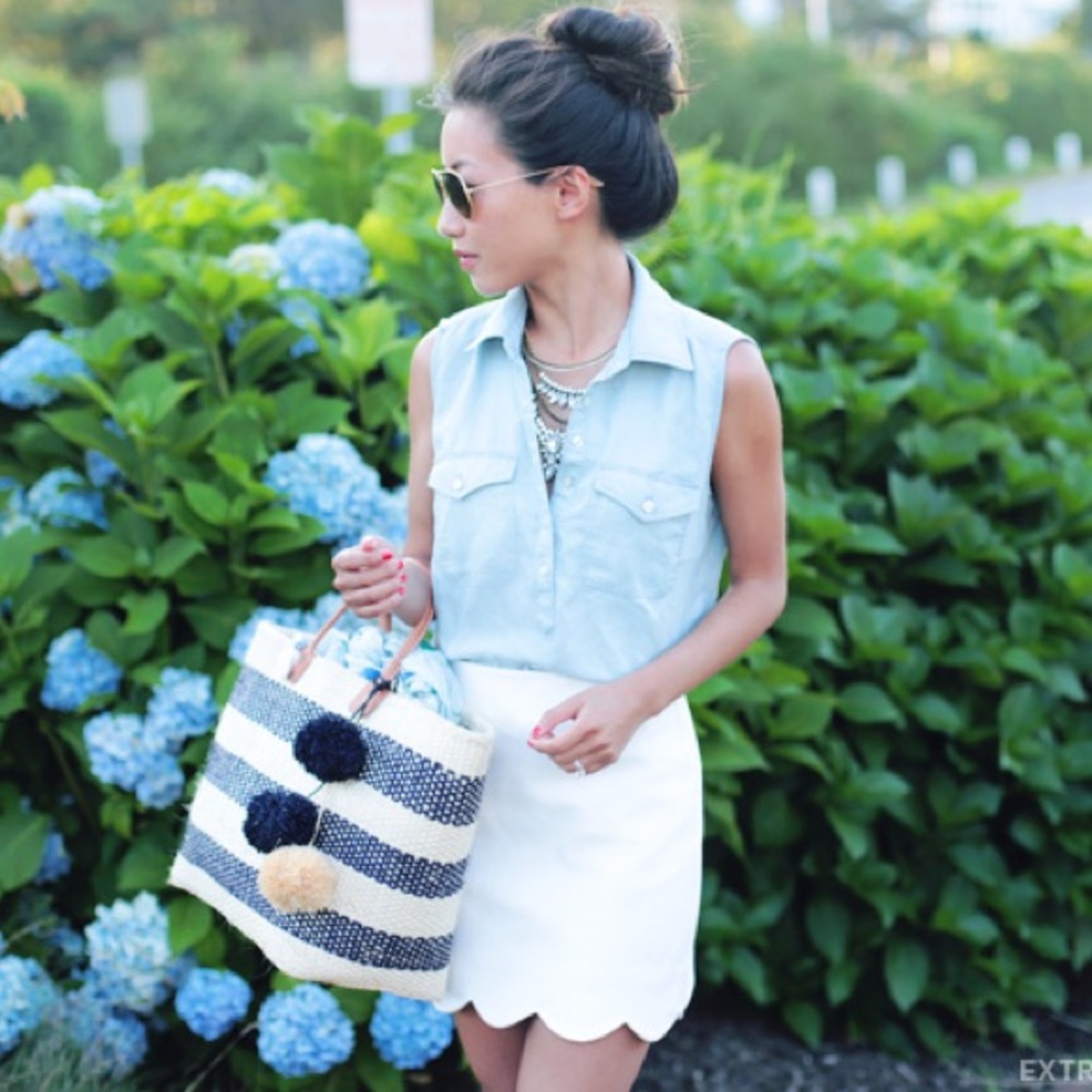 Topshop Scallop Hem White Mini Skirt